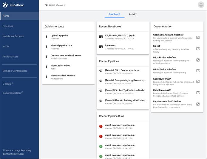 Kubeflows dashboard Kubeflows dashboard