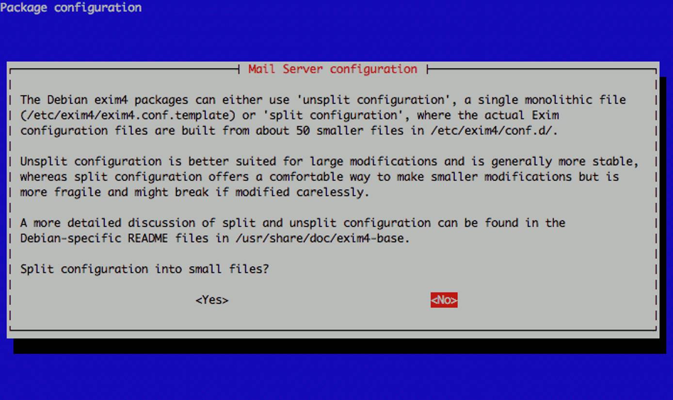 Exim config file splitting configuration on Debian 5. Exim config file splitting configuration on Debian 5.